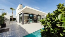 white house with pool